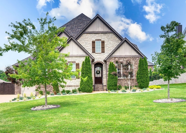 1229 Bobwhite Trl, Nolensville, TN 37135 - view of front of home with board and batten siding, brick siding, a front yard, and driveway