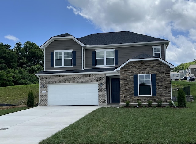 1559 Oak Springs Dr, Columbia, TN 38401 - view of front of property with concrete driveway, a front lawn, an attached garage, and brick siding