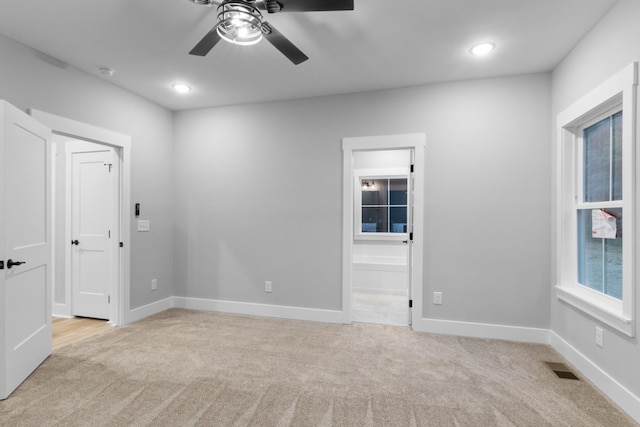 4100 Asbury Rd, Manchester, TN 37355 - unfurnished room featuring light colored carpet, ceiling fan, a smoke detector, and recessed lighting