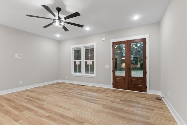 4100 Asbury Rd, Manchester, TN 37355 - entrance foyer with light wood-style flooring, french doors, ceiling fan, and recessed lighting