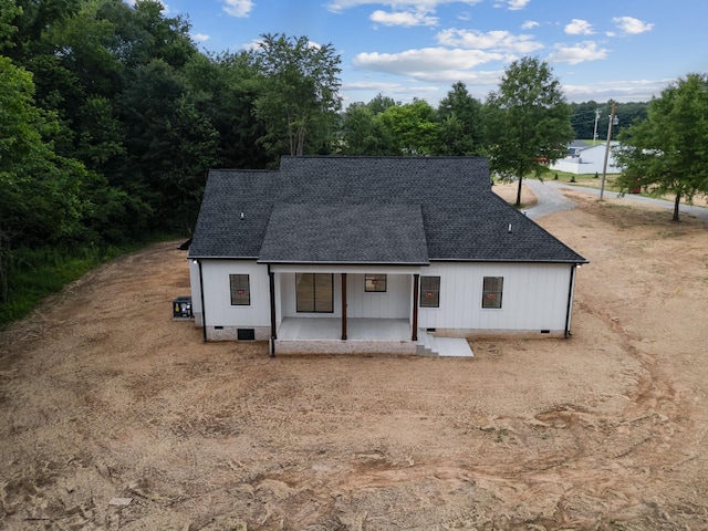 4100 Asbury Rd, Manchester, TN 37355 - view of front of home featuring crawl space, roof with shingles, and a porch