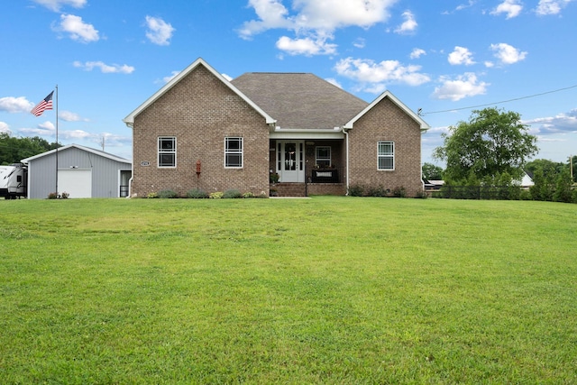 4731 Lunns Store Rd, Chapel Hill, TN 37034 - view of front of property with brick siding, a garage, a front yard, and an outbuilding
