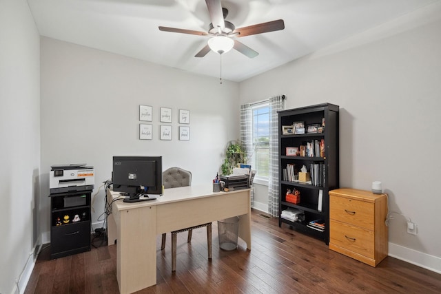 4731 Lunns Store Rd, Chapel Hill, TN 37034 - office featuring a ceiling fan and dark wood-type flooring