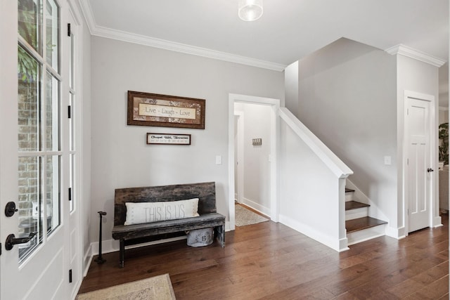 4731 Lunns Store Rd, Chapel Hill, TN 37034 - entrance foyer featuring ornamental molding, stairs, wood finished floors, and healthy amount of natural light