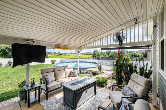 4611 Turquoise Ln, Murfreesboro, TN 37129 - fenced backyard with an outdoor living space with a fire pit and a patio