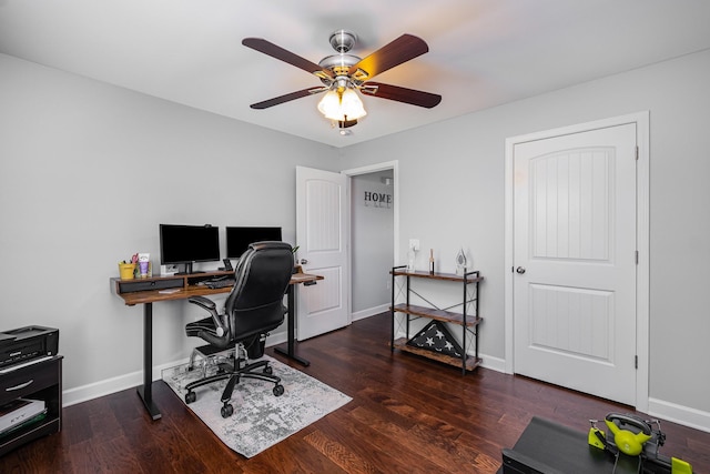 4611 Turquoise Ln, Murfreesboro, TN 37129 - office area featuring ceiling fan and wood finished floors