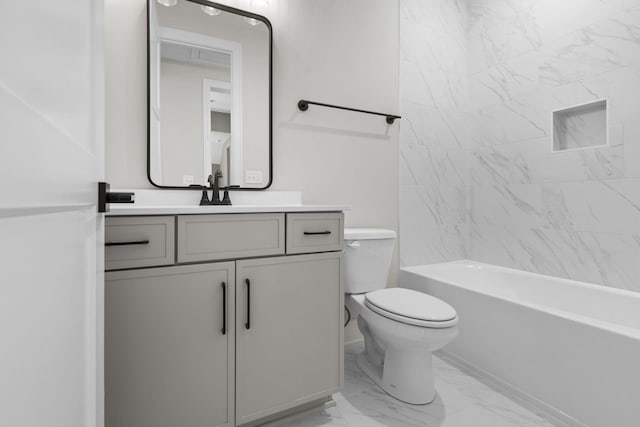 8011 Cane Creek Rd, Nashville, TN 37221 - full bathroom with vanity, marble look tiles, and washtub / shower combination