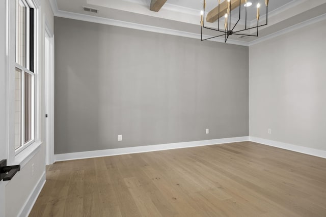 8011 Cane Creek Rd, Nashville, TN 37221 - spare room with light wood-type flooring, ornamental molding, and a chandelier