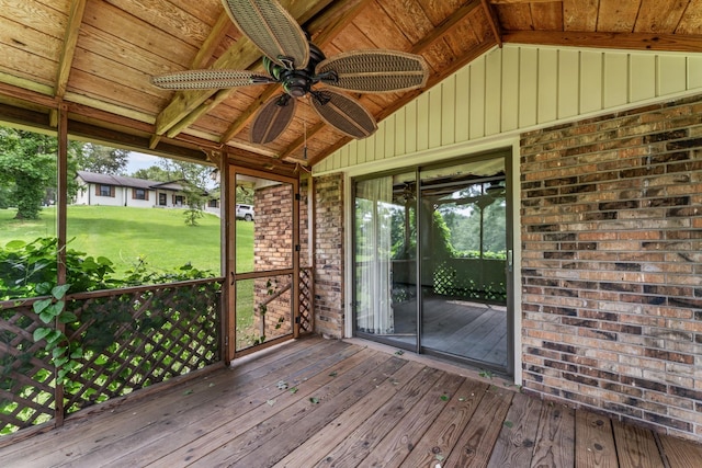 123 Proffitt St, Carthage, TN 37030 - wooden terrace with a ceiling fan and a yard