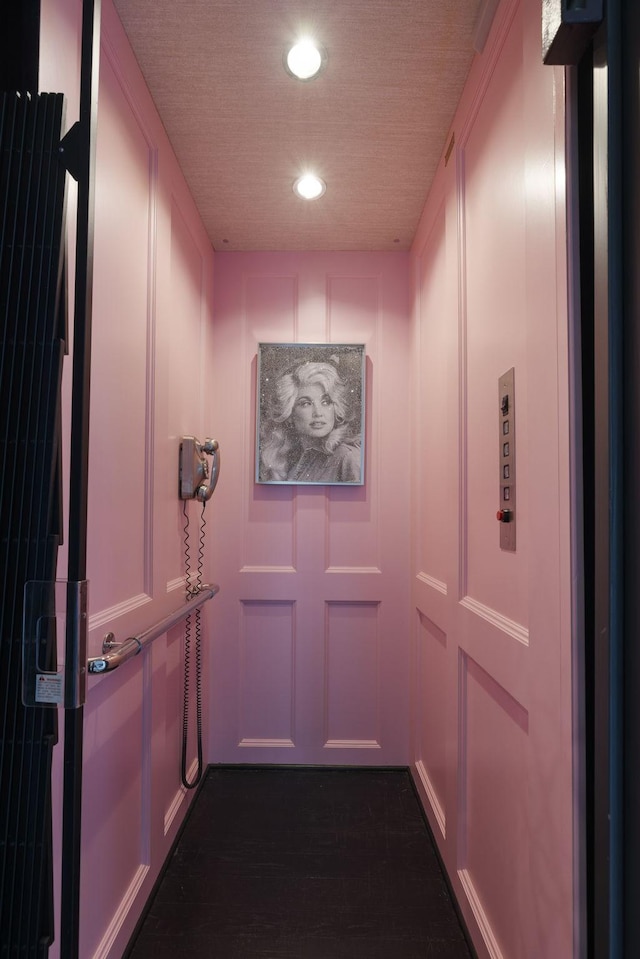 2410 Hidden River Ln, Franklin, TN 37069 - elevator featuring a textured ceiling and recessed lighting