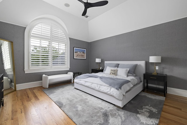 2410 Hidden River Ln, Franklin, TN 37069 - bedroom featuring wood finished floors, a ceiling fan, and lofted ceiling