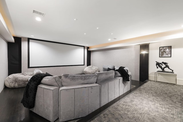 2410 Hidden River Ln, Franklin, TN 37069 - home theater room featuring wood finished floors and recessed lighting