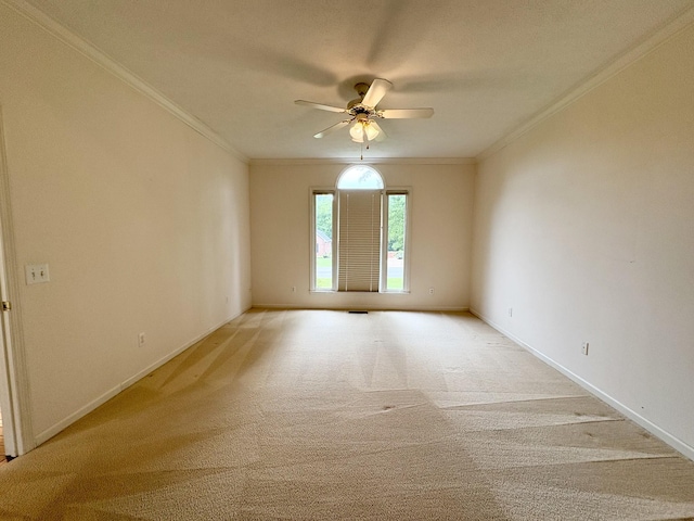 416 Barnes Dr, Lebanon, TN 37087 - spare room with ceiling fan, ornamental molding, and light carpet