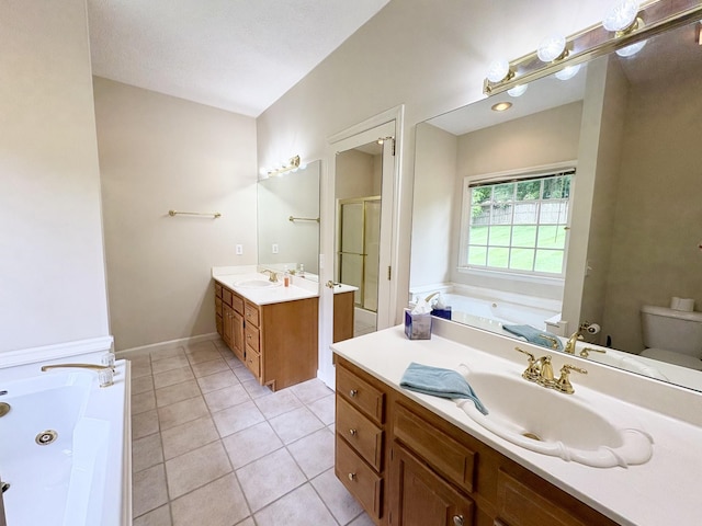 416 Barnes Dr, Lebanon, TN 37087 - bathroom featuring vanity, a shower stall, a whirlpool tub, and tile patterned flooring