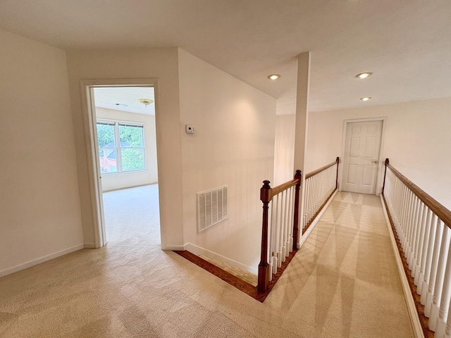 416 Barnes Dr, Lebanon, TN 37087 - hall featuring an upstairs landing, carpet floors, and recessed lighting