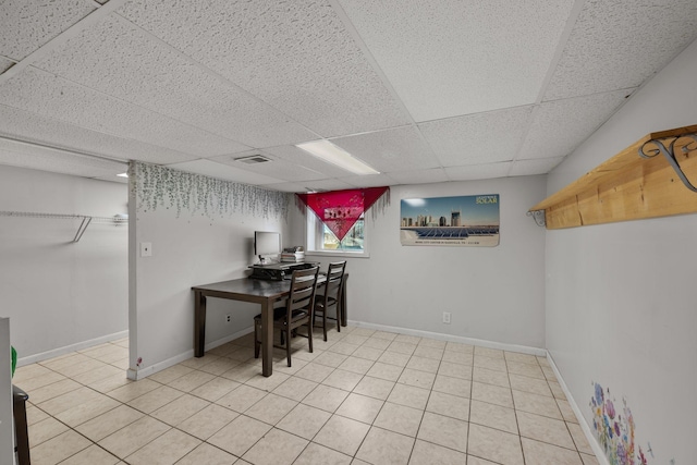 301 Panamint Dr, Antioch, TN 37013 - dining room with a desk, a paneled ceiling, and tile patterned floors