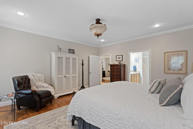48 Riverside Dr, Oak Ridge, TN 37830 - bedroom featuring wood finished floors, ornamental molding, and recessed lighting