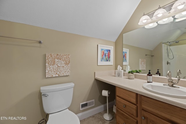48 Riverside Dr, Oak Ridge, TN 37830 - full bath featuring vanity, a shower, and lofted ceiling