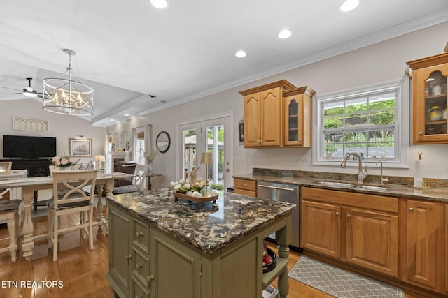 48 Riverside Dr, Oak Ridge, TN 37830 - kitchen with stainless steel dishwasher, recessed lighting, plenty of natural light, light wood-style floors, and open floor plan