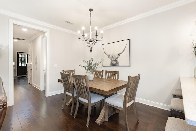 1055 Beckwith St, Franklin, TN 37064 - dining room featuring a chandelier, ornamental molding, and hardwood / wood-style floors