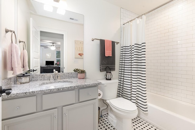 1055 Beckwith St, Franklin, TN 37064 - full bathroom with vanity, shower / tub combo, and ceiling fan