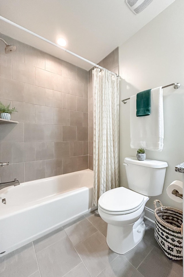 1055 Beckwith St, Franklin, TN 37064 - bathroom with shower / tub combo with curtain and tile patterned floors