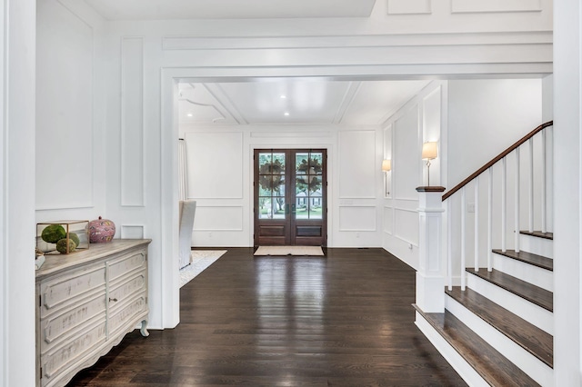 1932 Rosewood Valley Dr, Brentwood, TN 37027 - entrance foyer featuring a decorative wall, dark wood-style flooring, and stairway