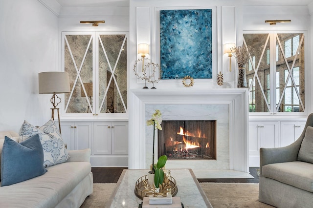 1932 Rosewood Valley Dr, Brentwood, TN 37027 - living room featuring wood finished floors, a high end fireplace, and plenty of natural light