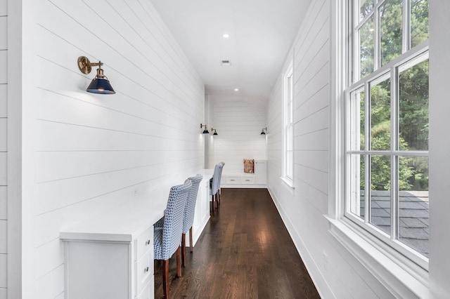 1932 Rosewood Valley Dr, Brentwood, TN 37027 - hallway with dark wood-style floors, recessed lighting, and wood walls