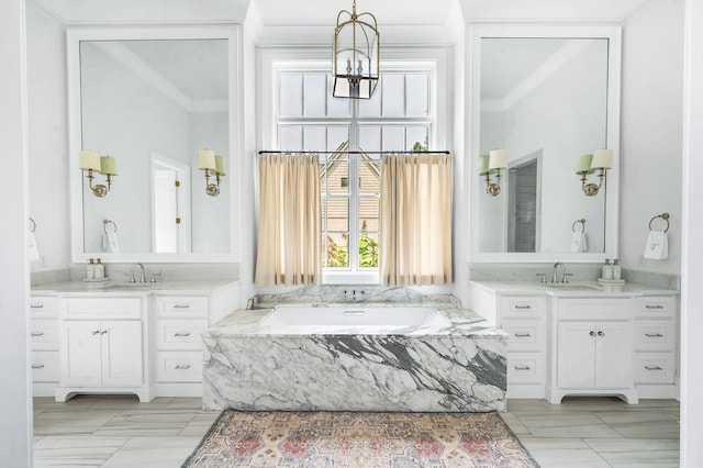 1932 Rosewood Valley Dr, Brentwood, TN 37027 - full bath with two vanities, a bath, and ornamental molding
