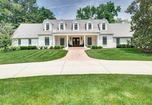 1932 Rosewood Valley Dr, Brentwood, TN 37027 - cape cod-style house featuring french doors, a front yard, roof with shingles, and stucco siding