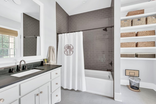 1932 Rosewood Valley Dr, Brentwood, TN 37027 - bathroom with shower / bath combo, vanity, and tile patterned floors