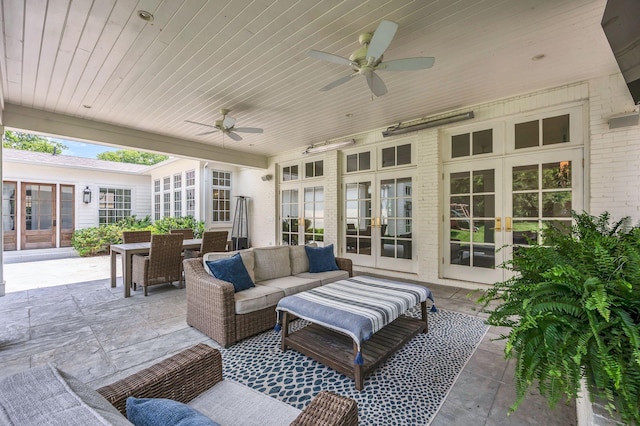1932 Rosewood Valley Dr, Brentwood, TN 37027 - view of patio / terrace with french doors, an outdoor hangout area, and ceiling fan