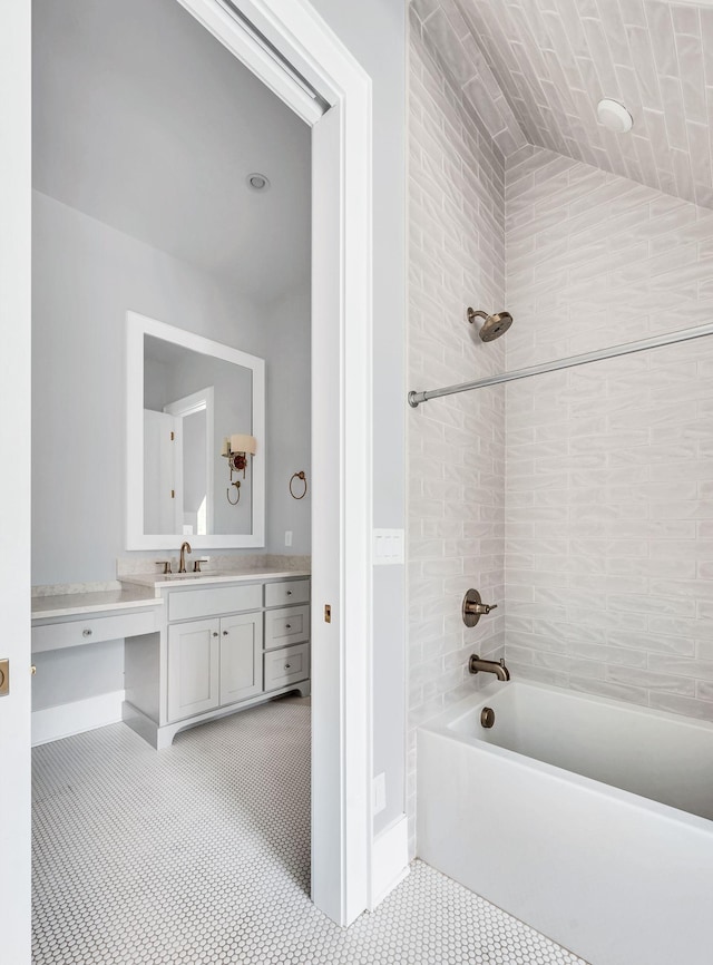 1932 Rosewood Valley Dr, Brentwood, TN 37027 - full bathroom with vanity, washtub / shower combination, and vaulted ceiling