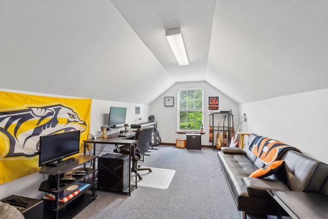 113 Beck Ct, Murfreesboro, TN 37128 - carpeted home office featuring lofted ceiling