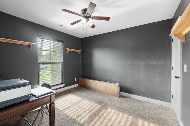 3228 Marion Davis Dr, Murfreesboro, TN 37129 - carpeted home office featuring ceiling fan and baseboards