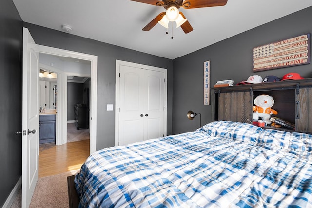 3228 Marion Davis Dr, Murfreesboro, TN 37129 - carpeted bedroom with a closet and ceiling fan