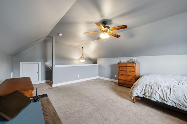 3228 Marion Davis Dr, Murfreesboro, TN 37129 - carpeted bedroom featuring vaulted ceiling and ceiling fan