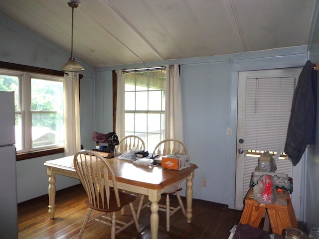 1342 Russell Creek Rd, Lobelville, TN 37097 - dining space with wood finished floors, plenty of natural light, and vaulted ceiling