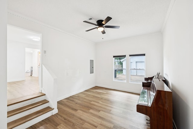 3345 Towneship Rd, Antioch, TN 37013 - empty room featuring wood finished floors, a ceiling fan, crown molding, and electric panel