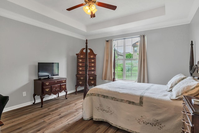 147 N Shadowhaven Way, Hendersonville, TN 37075 - bedroom with a tray ceiling, wood finished floors, ceiling fan, and ornamental molding