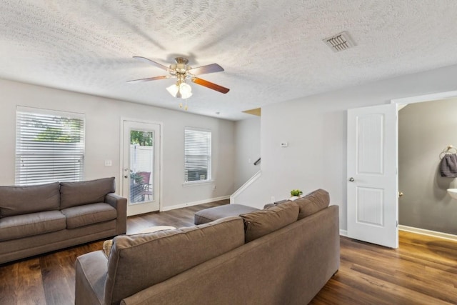 2058 Caladonia Way, Smyrna, TN 37167 - living area with a ceiling fan, dark wood-type flooring, and a textured ceiling