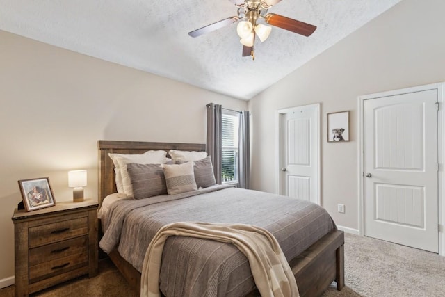 2058 Caladonia Way, Smyrna, TN 37167 - carpeted bedroom with a textured ceiling, lofted ceiling, and ceiling fan