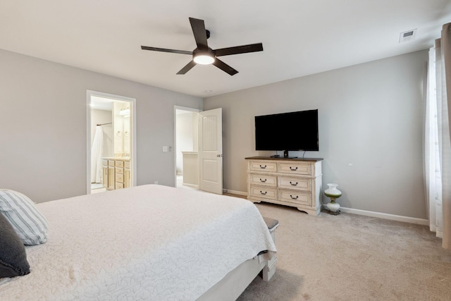 717 Monarchos Bnd, Burns, TN 37029 - bedroom with ceiling fan, light carpet, and ensuite bathroom