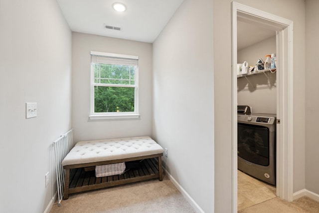 717 Monarchos Bnd, Burns, TN 37029 - hall with washer / clothes dryer, light carpet, and recessed lighting