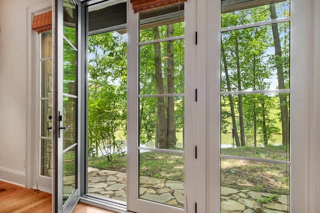 7909 Shoals Branch Rd, Primm Springs, TN 38476 - doorway to outside featuring wood finished floors