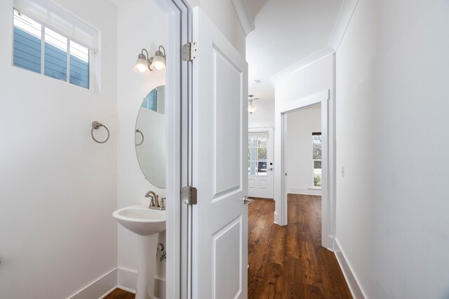 6055 Gracious Dr, Franklin, TN 37064 - half bathroom featuring wood finished floors and baseboards