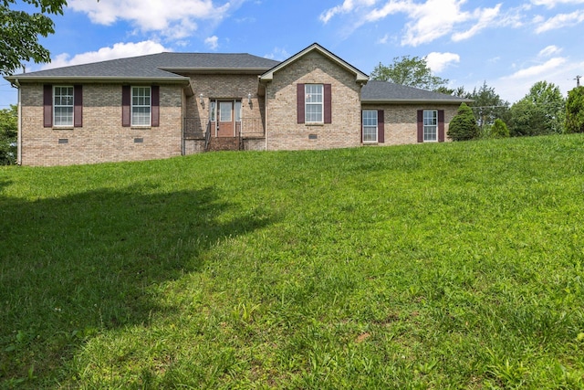 772 Blakemore Rd, Dickson, TN 37055 - view of front facade featuring brick siding, a front lawn, crawl space, and a shingled roof