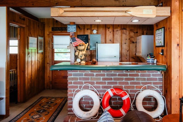 4295 Cairo Bend Rd, Lebanon, TN 37087 - bar featuring wood walls and freestanding refrigerator