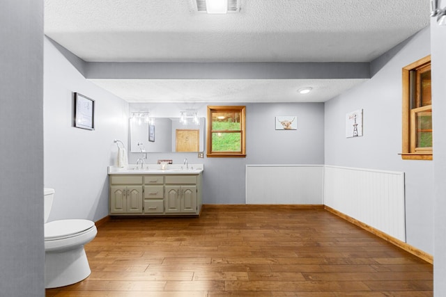 5719 Minor Hill Hwy, Goodspring, TN 38460 - bathroom with double vanity, wood-type flooring, and a textured ceiling